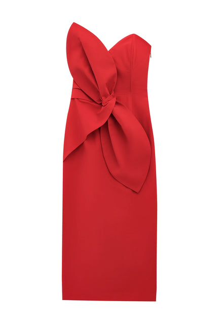 2 Colorway Solid Color Strapless Front Bow Tie Casual Fashion Summer Long Dress for Women