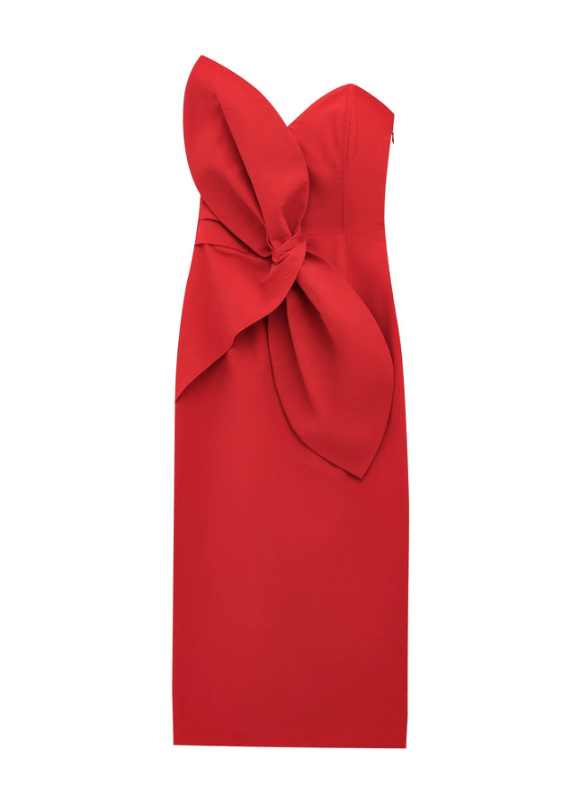 2 Colorway Solid Color Strapless Front Bow Tie Casual Fashion Summer Long Dress for Women