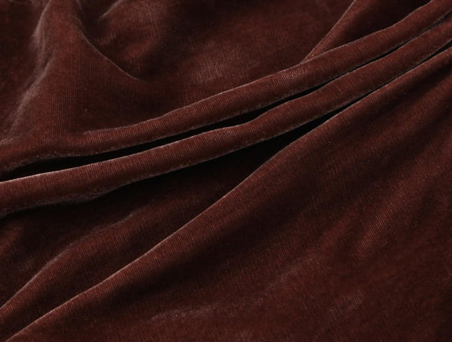Brown Color Spaghetti Strap Front Pleated Casual Fashion Maxi slip Dress for Ladies