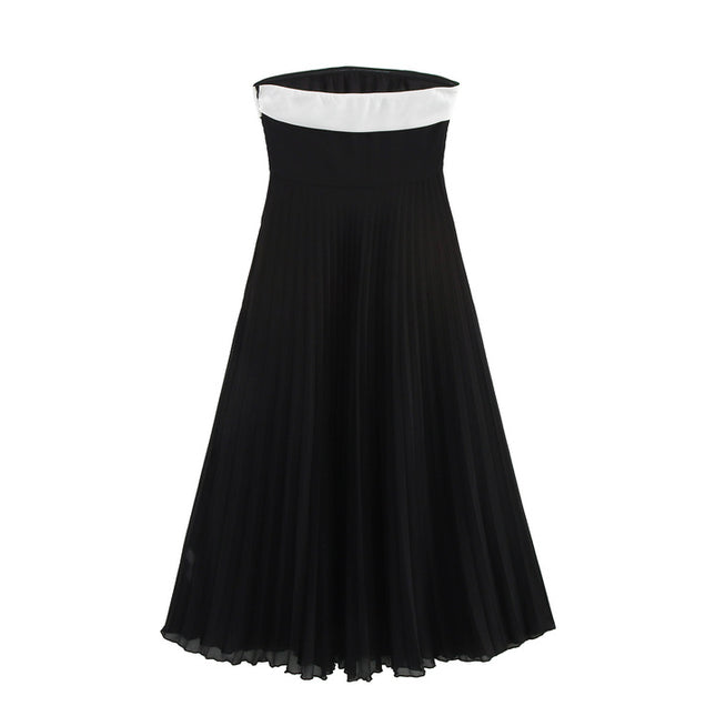 Strapless Black White Color Hot Sale Casual Fashion Long Dress for Women