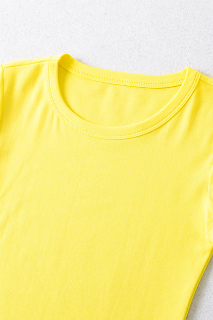 7 Colorway Crew Neck Short Sleeve Solid Color Knitted Casual Fashion Summer t Shirt for Women