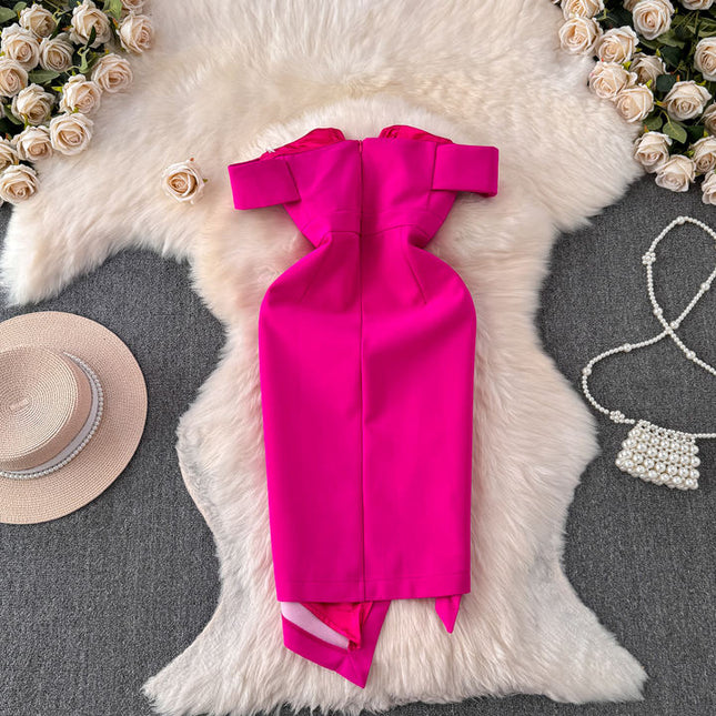 Moda feminina New Arrivals Sexy One Neck Strapless Slim Split Vestidos Vestidos