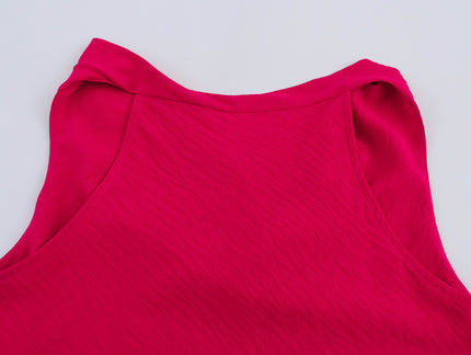 Drop Collar Rose Color Sleeveless Casual Fashion Women's tank Tops