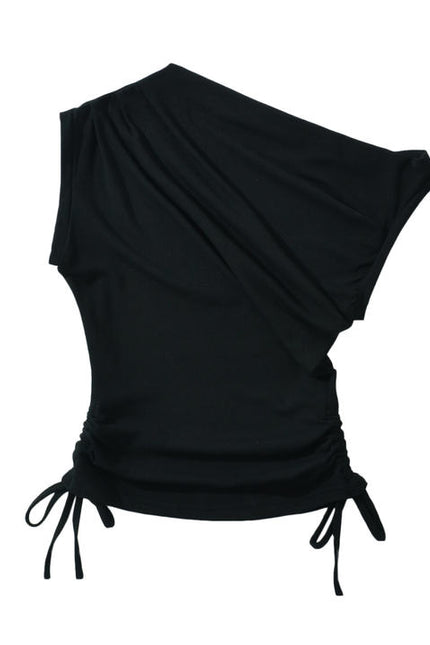 2 Colorway Solid Color Sleeveless Asymmetrical Design Casual Fashion tank Top for Women