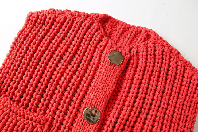 3 Colorway Single Breasted Solid Color v Neck Casual Fashion Sweater Vest for Women