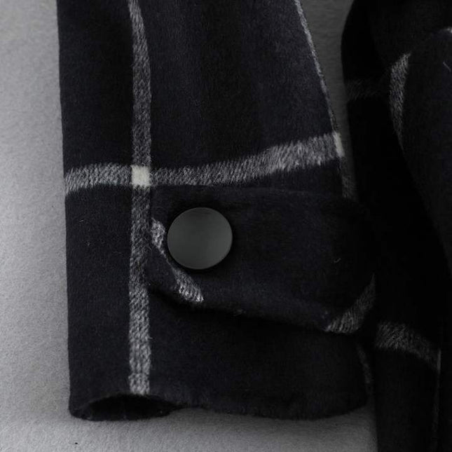 2022 New Plaid Pattern Mid-length Windbreaker Female Korean Version Slim Double-breasted Design Temperament Coat