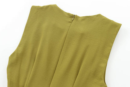 3 Colorway Solid Color Waist Hollow Out Crew Neck Sleeveless Casual Fashion Maxi Summer Dress for Ladies