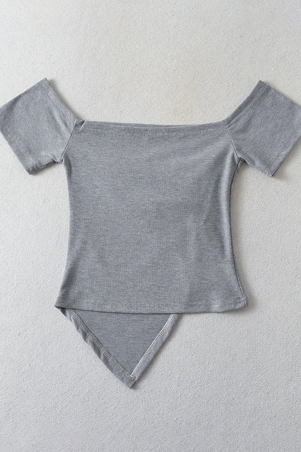 5 Colorway Irregular Design Solid Color Short Sleeve square Collar Casual Summer Women t Shirt