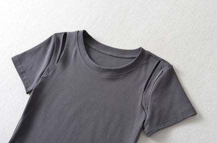 8 Colorway Front Hollow Out Short Sleeve Crew Neck Casual Fashion Women's T-shirt