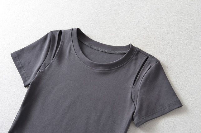 8 Colorway Front Hollow Out Short Sleeve Crew Neck Casual Fashion Women's T-shirt