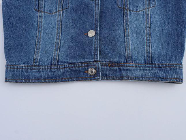 V Neck Buttons up Denim Blue Color Casual Fashion Jeans Vest Waistcoat for Women