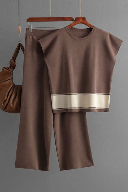 Women's Plus Size Suit Women's Sweater Loose High Waist Wide Leg Pants Fashion Two-piece Set