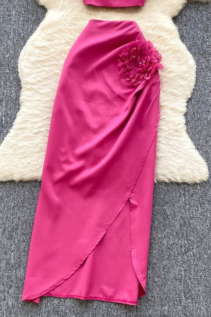 Holiday Style Set for Women's Summer Wear New Top and High Waist Skirt Fashionable Two Piece Set