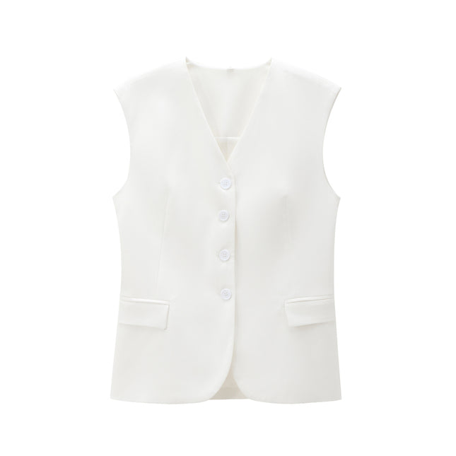 2 Colorway Solid Color Buttons up Casual Fashion Waistcoat Vest for Women