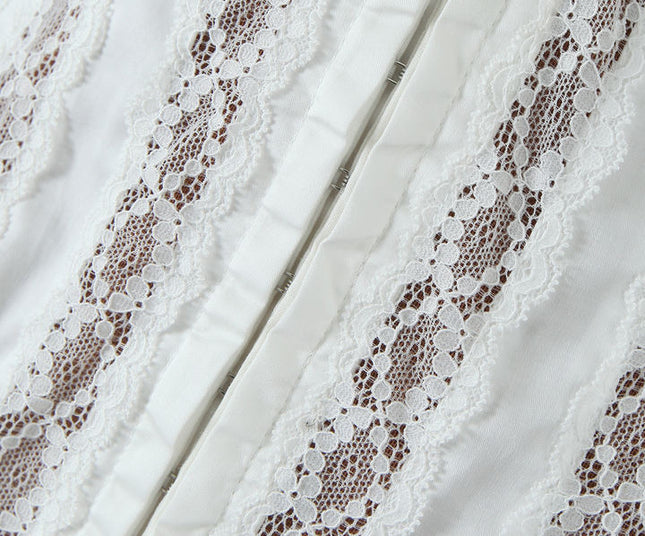 Spaghetti Strap White Color Front Lace up Hot Sale Casual Fashion Cotton Mini slip Dress for Women