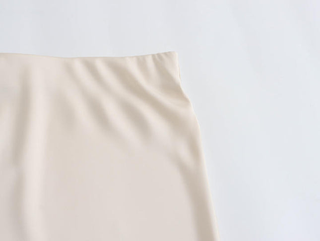 23 Colorway Solid Color Elastic Waist Silky Casual Fashion Satin Long Skirts for Women
