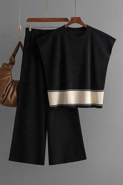 Women's Plus Size Suit Women's Sweater Loose High Waist Wide Leg Pants Fashion Two-piece Set
