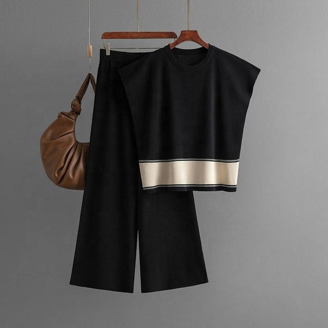 Women's Plus Size Suit Women's Sweater Loose High Waist Wide Leg Pants Fashion Two-piece Set