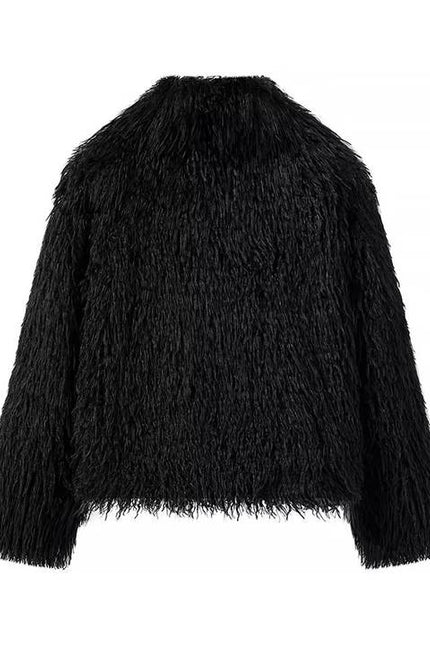 2 Colorway Solid Color v Neck Long Sleeve Casual Fashion Feather Jacket for Women