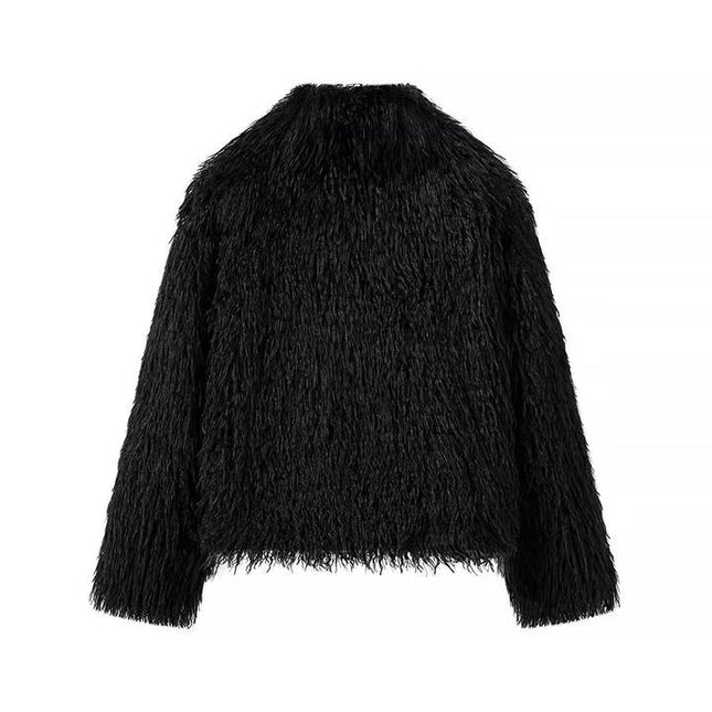 2 Colorway Solid Color v Neck Long Sleeve Casual Fashion Feather Jacket for Women