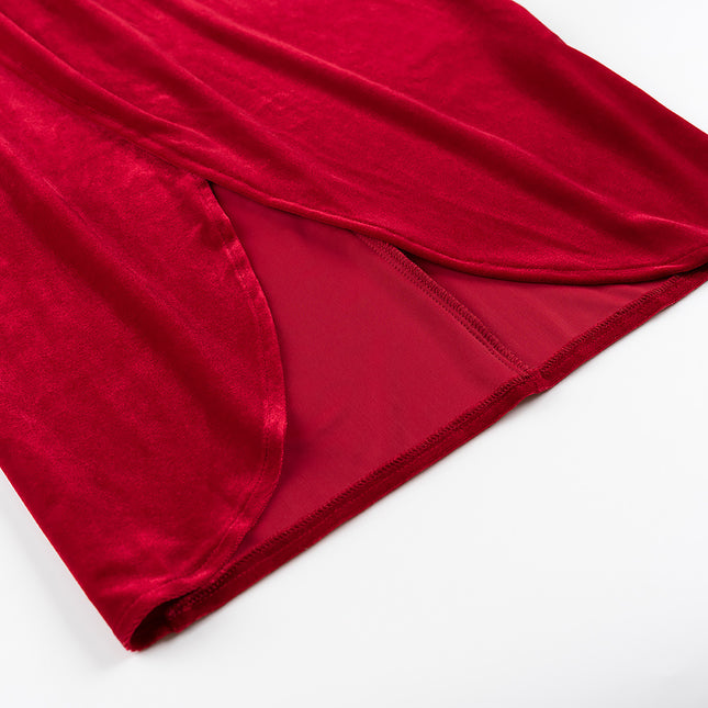 2 Colorway Front Slit Pleated Solid Color Strapless Casual Fashion Summer Long Dress for Women
