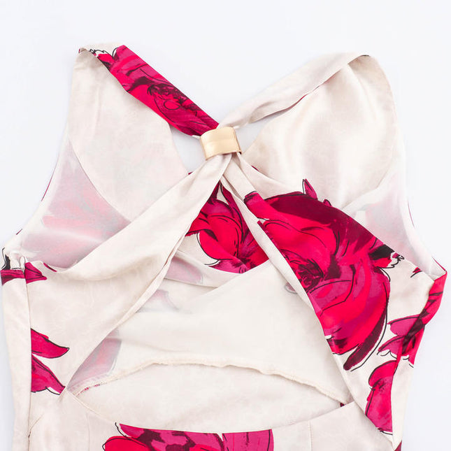 Floral Print Multi Color Shoulder Strap Sleeveless Casual Fashion Summer Dress for Women