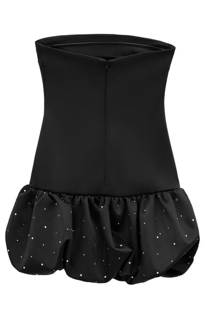 Mini vestido de verano de moda informal de gran oferta de Color negro con cuentas sin tirantes para mujer