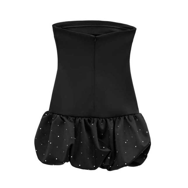 Mini vestido de verano de moda informal de gran oferta de Color negro con cuentas sin tirantes para mujer