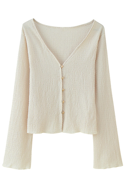 2 Colorway Solid Color v Neck Buttons up Long Sleeve Blouse Long Pants Casual Fashion Women 2 Piece Set