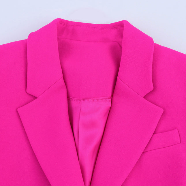 Notched Collar Rose Color Long Sleeve Single Breasted Casual Fashion blazer Jacket for Women