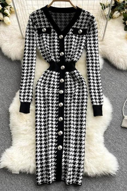 New Arrival Autumn Winter Cardigan Long Sleeve Sweater Dress Women Clothing