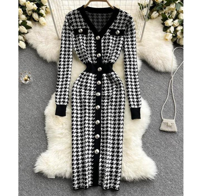 New Arrival Autumn Winter Cardigan Long Sleeve Sweater Dress Women Clothing