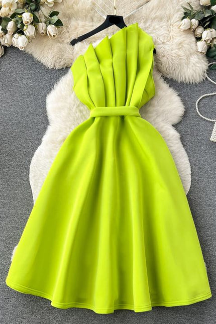 Wholesale Summer Temperament Backless Oblique Neck Single Shoulder Slim Slim Sleeveless Air Layer A-line Dress