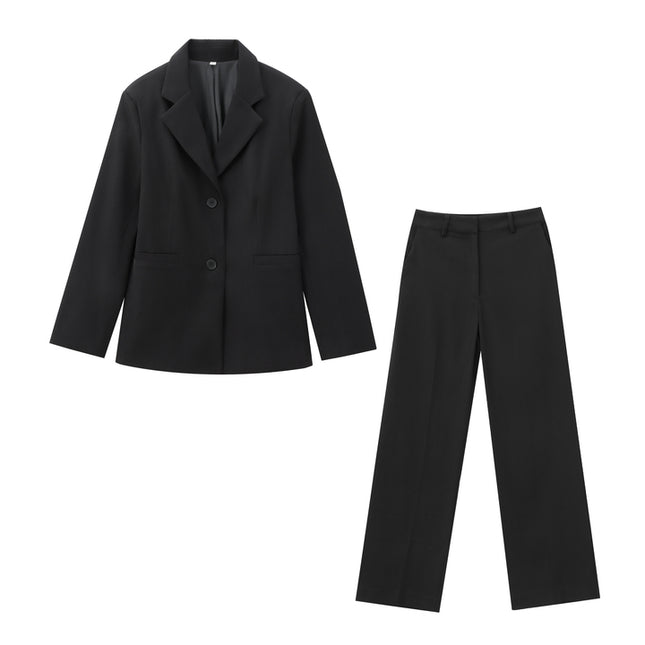 Notched Collar Single Breasted Long Sleeve Black Color Casual Fashion blazer Jacket for Women