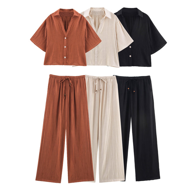 3 Colorway Solid Color Short Sleeve Turn Down Collar Buttons up Casual Fashion Tops Blouse for Women