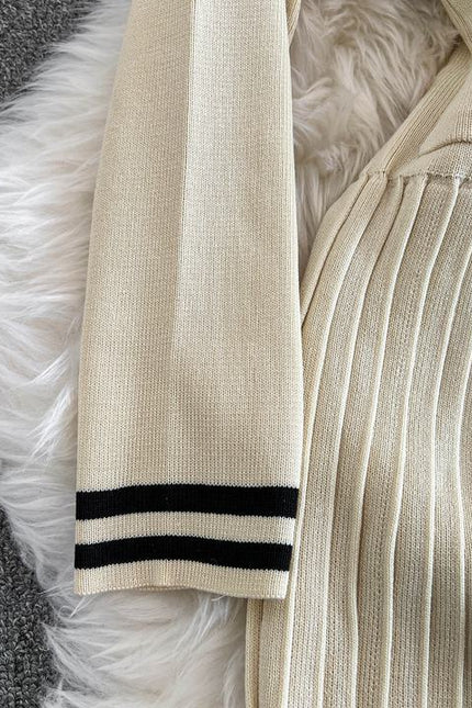 French Knit Dress Women'S Fall New Waist Senior Pleated Long Dresses