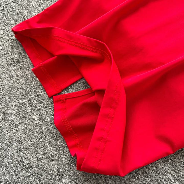 2025 Summer Women Suit Red Short Camisole Vest Open Skirt Two Piece