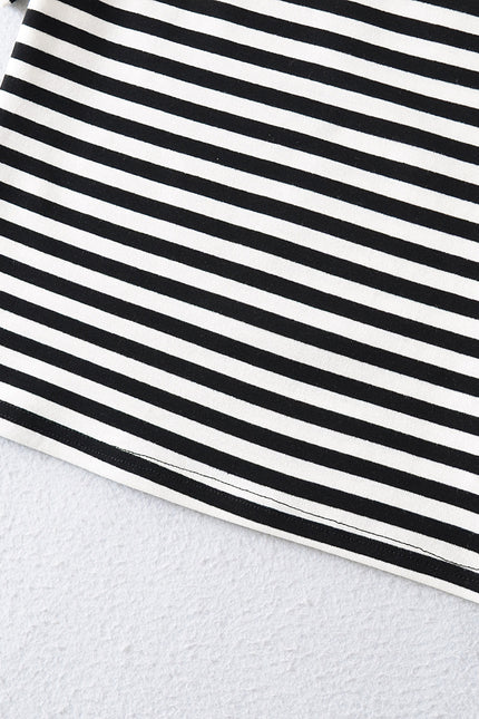 4 Colorway Asymmetrical Design Short Sleeve Striped Print Casual Fashion Summer Women t Shirt