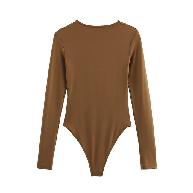 6 Colorway Crew Neck Long Sleeve Solid Color Casual Fashion Women Elegant One Piece Jumpsuit