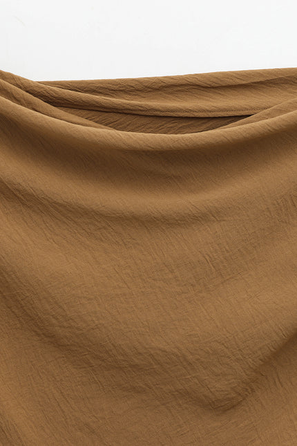 2 Colorway Asymmetrical Design Pleated Solid Color Crew Neck Casual Fashion Tops Blouse for Women