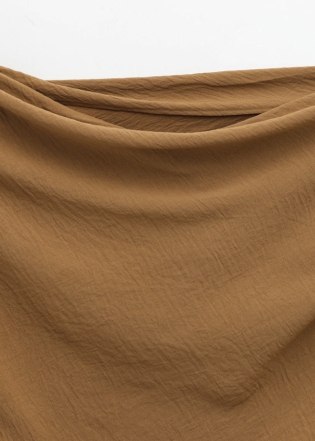 2 Colorway Asymmetrical Design Pleated Solid Color Crew Neck Casual Fashion Tops Blouse for Women