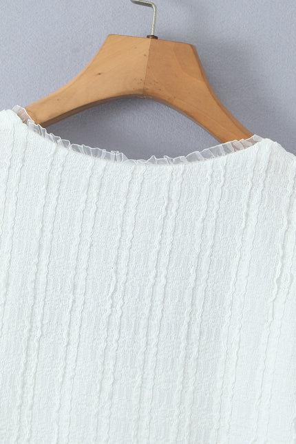 Square Collar White Color Short Sleeve Hot Sale Casual Fashion Summer t Shirt for Women