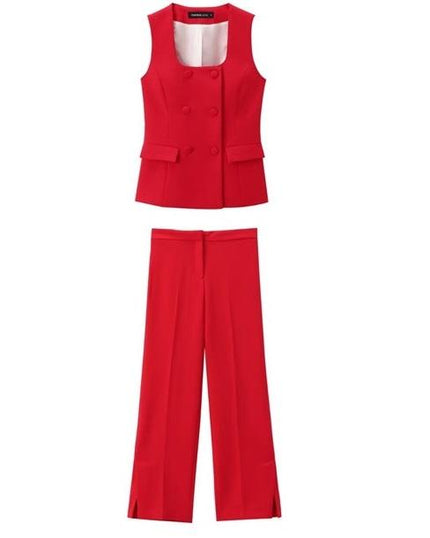 Wholesale Women's Vest Vest Straight Leg Pants 2 Piece Set