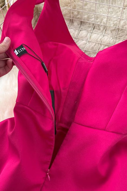 New Arrival Hepburn Fashion Trendy Bow Diamond V-neck Vestidos Women Elegant Summer Casual Dresses