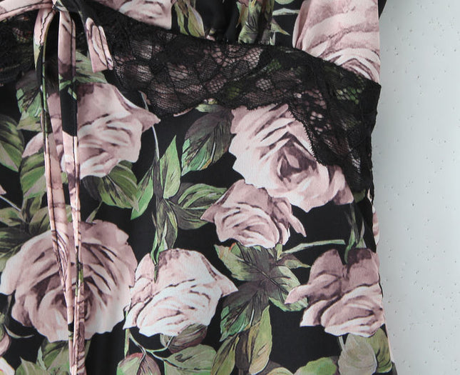 Shoulder Strap Floral Print Multi Color Casual Fashion Midi Dress for Women