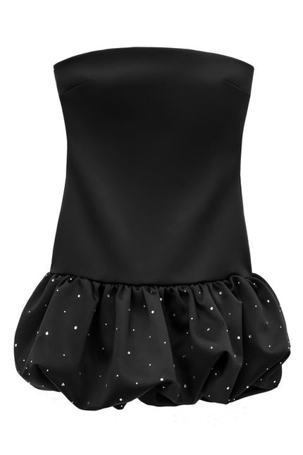 Mini vestido de verano de moda informal de gran oferta de Color negro con cuentas sin tirantes para mujer