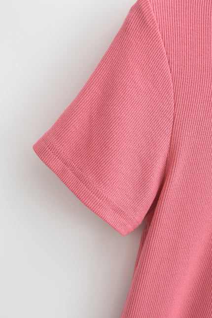 5 Colorway Crew Neck Short Sleeve Solid Color Knitted Casual Fashion Women's T-shirt