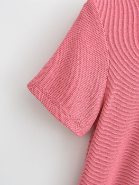 5 Colorway Crew Neck Short Sleeve Solid Color Knitted Casual Fashion Women's T-shirt