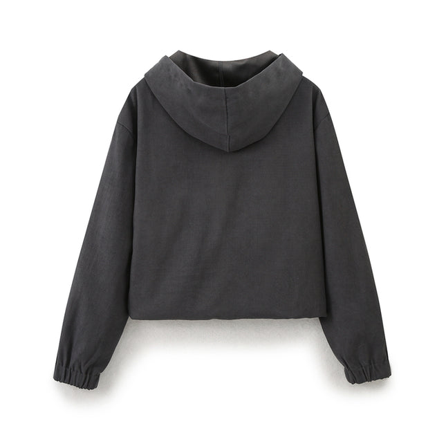 2 Colorway Zipper Fly Long Sleeve Hot Sale Casual Fashion Jacket with Hooded for Women
