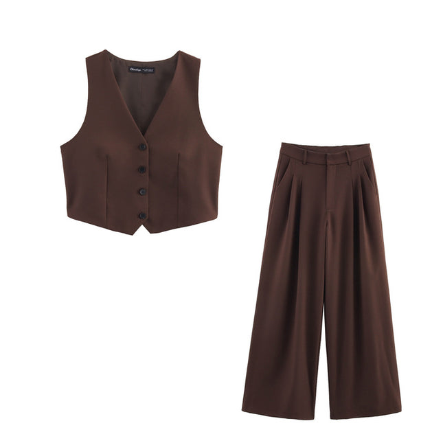 V Neck Buttons up Brown Color Hot Sale Casual Fashion Vest Waistcoat for Women
